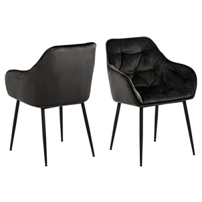 Abbildung von AC Design Furniture Bentley Carver Esszimmerstühle 2er Set, H: 83 x B: 58 T: 55 cm, Grau/Braun/Schwarz, Samt/Metall, 2 Stk.