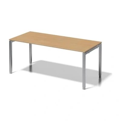 Abbildung von BISLEY Cito Schreibtisch, 650 850 mm höheneinstellbares U Gestell, Metall, Bc355 Dekor Buche, Gestell Silber, 80 x 180 85 cm