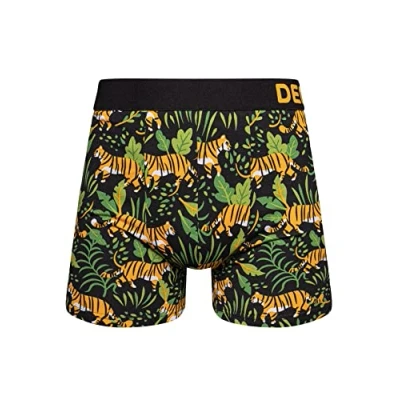Abbildung von Dedoles Boxershorts Herren &amp; Jungen Unterwäsche Trunks Baumwolle lustige Designs Dinosaurier Hamster Spiele Maulwurf Geschenk, Farbe Schwarz, Motiv Dschungeltiger Unterhose, Gr. XL