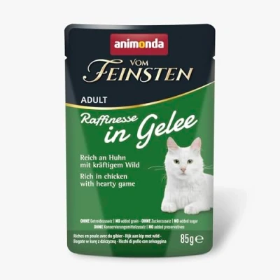 Abbildung von animonda Vom Feinsten Adult Raffinesse Katzenfutter in Gelee mit Huhn und Wild (24 x 85 g), Nassfutter Taurin Vitamin D3, ohne Zusatz von Soja, Zucker Konservierungsstoffen