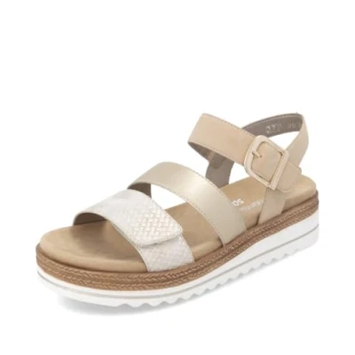 Abbildung von Remonte Riemchen Keilsandalette, Damen, Größe: 42, Metallic Schuhe
