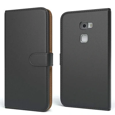 Abbildung von EAZY CASE Tasche kompatibel mit Huawei Mate S Schutzhülle Standfunktion Klapphülle im Bookstyle, Handytasche Handyhülle Flip Cover Magnetverschluss und Kartenfach, Kunstleder, Schwarz