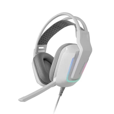 Abbildung von MARSGAMING MH Strike, Gaming Headset FRGB Rainbow, Ergonomie Design, 50mm Neodym Treiber, Klappbares Mikrofon, Integrierte Steuerung, Air Ohrpolster, Verstellbarer Kopfbügel, Multiplattform, Weiß