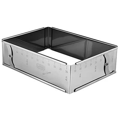 Abbildung von LARES Backrahmen 6028 eckig, mit Klemmung und Skala, Höhe 7,5 cm, Edelstahl, rostfrei, Größe stufenlos verstellbar
