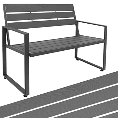 Abbildung von AMANKA 260kg Zweisitzer Gartenbank Metall B Ware 111x65x83 Parkbank Holzoptik Outdoor Bank Wetterfest Eisenbank für Garten Balkonbank Sitzbank Außen Gartenmöbel Bänke Balkonmöbel