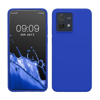 Abbildung von kwmobile Hülle kompatibel mit Motorola Moto G84 5G Silikon Handy Case Handyhülle weiche Oberfläche kabelloses Laden Baltik Blau