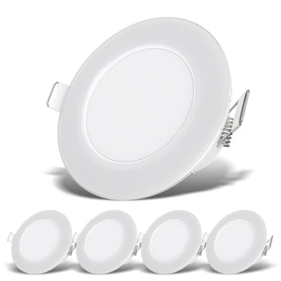 Abbildung von B.K.Licht LED Einbauleuchte 5er Set Bad Einbaustrahler, IP65 geschützt, flache Einbauspots, fest integriert, Neutralweiß, 4.000K, 350Lm, 3W, Kunststoff, 8,6 x 3 cm, Weiß
