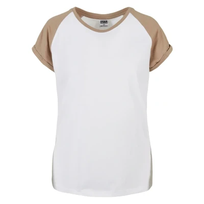 Abbildung von Urban Classics Contrast Raglan Tshirt print, Damen, Größe: 3XL, White softtaupe