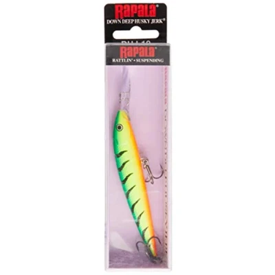 Abbildung von Rapala Husky Jerk Angelköder Widerstandsfähiges Angelzubehör Süßwasser Spinnköder Lauftiefe 2.1 4.8m Fischköder 10cm, 11g Hergestellt in Estland Firetiger