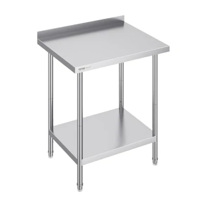 Abbildung von VEVOR Edelstahl Arbeitstisch, gewerblicher Arbeitstisch zur Lebensmittelzubereitung, robuster mit einstellbarer Höhe für Restaurant, Zuhause und Hotel Zubereitungstisch 610 x 762 914 mm
