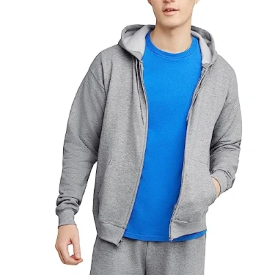 Abbildung von Hanes Herren up, EcoSmart Fleece Full Zip Hoodie for Men, Hooded Sweatshirt Kapuzenpullover, Asche, Medium