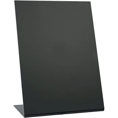 Abbildung von Securit Vertikale Tischkreidetafeln in L Form, 3er Set DIN A5 Format, mit matter Vorder und glänzender Rückseite, stapelbar, robust, aus Acryl