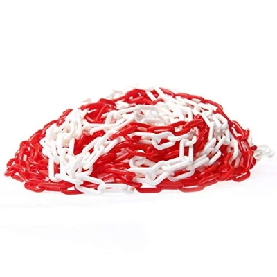 Abbildung von TOPWAY Absperrkette Kunststoffkette 25 Meter 8mm x 25m gut sichtbare weiße und rote Kunststoff Gliederkette für Warnsicherheit, Parkplatz, Massenkontrolle, Verkehr, Warteschlangen 363068
