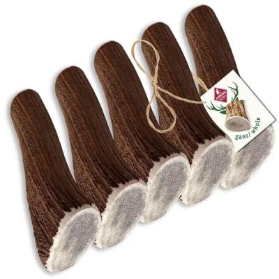 Abbildung von ChronoBalance® XL Kaustange für Hunde ganze Stücke als Kauspielzeug: 100% Hirschgeweih Hunde, Hundespielzeug, Leckerli Zahnpflege, Kausnack, Geweih Kauknochen, Natürlich ohne Zusätze (5er Set)