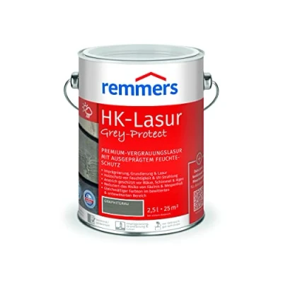 Abbildung von Remmers HK Lasur 3in1 Grey Protect graphitgrau, 2,5 Liter, Holzlasur aussen, 3n1: Imprägnierung, Grundierung &amp; Lasur, Holzschutz vor Feuchtigkeit UV Strahlung