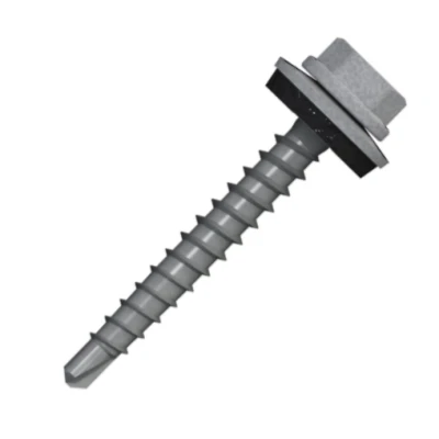 Abbildung von Bohrschraube mit 14mm scheibe 4,8x20 RAL 7040 Fenstergrau 100 stück