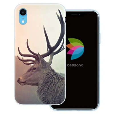 Abbildung von dessana Hirsche transparente Schutzhülle Handy Case Cover Tasche für Apple iPhone XR Hirsch Natur
