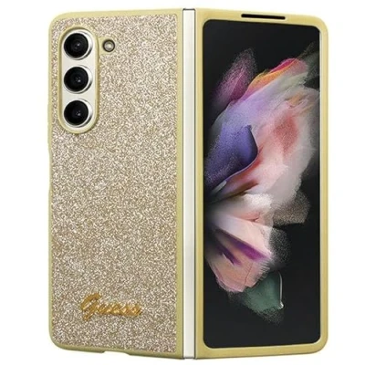 Abbildung von Guess GUHCZFD5HGGSHD F946 Hülle für Z Fold5 golden hardcase Glitter Script