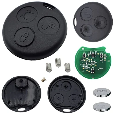 Abbildung von KONIKON Repair Set Autoschlüssel Schlüsselgehäuse + 3X Drucktaster 2X CR1225 Batterie Auto Schlüssel kompatibel mit SMART 450 Fortwo Roadster Cabrio Coupe 98 07 Fernbedienung Gehäuse