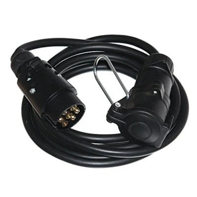 Abbildung von (5/m) 1x 7 polige Verlängerung 3m Anhänger Adapter polig Stecker auf Pol Dose mit Schutzkappe Neu Old Harvest