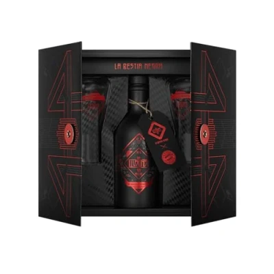 Abbildung von The Illusionist La Bestia Negra Geschenkset Gin FCB München Ed. Premium mit 2 Gläser &amp; Cocktailbuch Beerig Frisch 45% vol. 500ml Einzelflasche