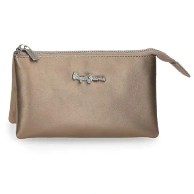 Abbildung von Pepe Jeans Ruby Kulturbeutel mit DREI Fächern, Beige, 17,5 x 9,5 2 cm, Polyester und PU, 0,33 l, von Joumma Bags, Talla única, Fächern