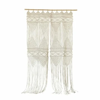 Abbildung von Loberon Gardine Kivelli, kunstvolle Makramee Optik, Bohemian Style, schmuckvoller Wandbehang, Vorhang, Sichtschutz, PET, Eisen, Creme