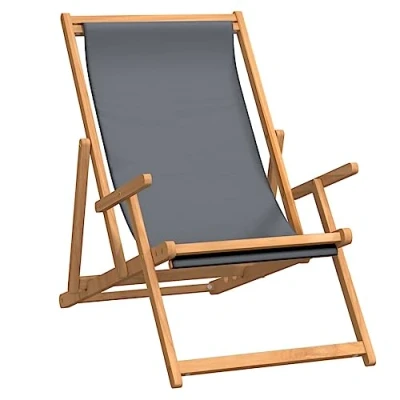 Abbildung von vidaXL Strandstuhl Liegestuhl Gartenstuhl Gartenliege Campingstuhl Terrassenstuhl Strandliege Sessel Gartensessel Klappbar Massivholz Teak Grau