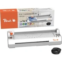 Abbildung von Peach 6 in 1 Laminiergerät A4 inkl. Eckenrunder, Trimmer, Laminierfolien ABS geeignet für alle handelsüblichen Folien bis 2x125 mic. Heiß &amp; Kaltlaminiergerät PB350