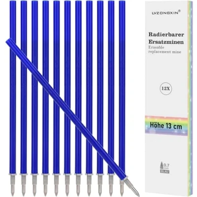 Abbildung von LVZONGXIN Ersatzminen, Kompatibel Mit Legami, [ Blau, 12er], Spitze 0,7mm,Höhe 13 cm, Radierbare Tintenrolle (BLAU, 12)