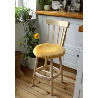 Abbildung von Lammfell Sitzkissen Ø 40 cm Gelb
