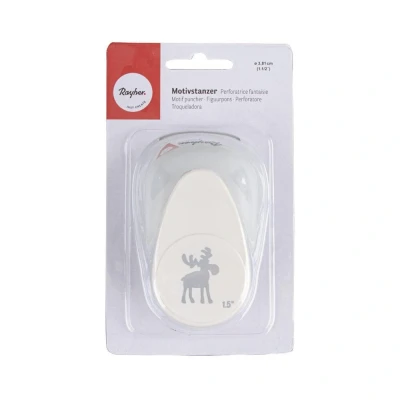Abbildung von Rayher Hobby 89764000 Motivstanzer Elch, ø 3,81 cm 1,5 Zoll, geeignet für Papier/Karton bis zu 200g/m², Transparente