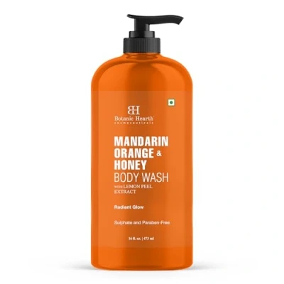 Abbildung von Botanic Hearth Duschgel Mandarine Orange &amp; Honig mit Zitronenschalen Extrakt sulfat und parabenfrei, sanfte Reinigung strahlender Glanz 400 ml