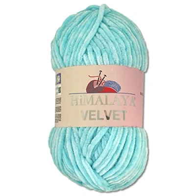 Abbildung von Wohnkult Himalaya 100 g Velvet Dolphin Wolle 40 Farben zur Auswahl Chenille Strickgarn Flauschgarn Glanz Accessoire Kleidung Decken (90006 Babyblau)