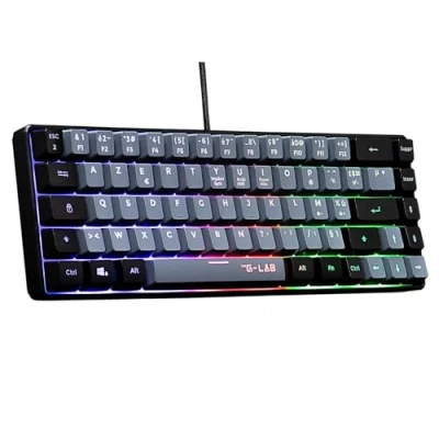 Abbildung von The G Lab Keyz Hydrogen, Gamer Tastatur, 60%, halbmechanische kabelgebunden, Azerty, Hintergrundbeleuchtung, mehrfarbige geräuscharm, kompaktes Format TKL