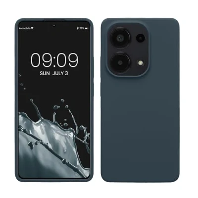 Abbildung von kwmobile Hülle kompatibel mit Xiaomi Redmi Note 13 Pro 4G Silikon Handy Case Handyhülle weiche Oberfläche kabelloses Laden Dunkler Schiefer