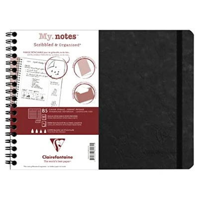 Abbildung von Clairefontaine 782461C Age Bag My.Notes Spiralbuch mit abtrennbaren Rändern, 25x19cm, 60 Blatt 90g liniert Schwarz, 1 Stück