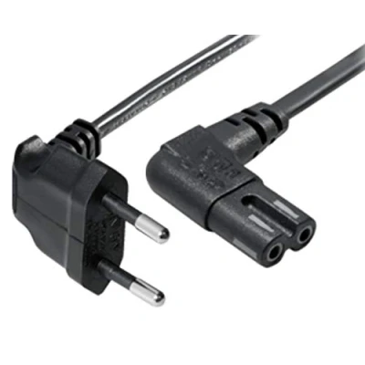 Abbildung von 3m Euro Netzkabel C7 Fernseher Stromkabel, Kabel Gewinkelt Netzstecker auf 8 Doppelbuchse Kleingerätekabel für Wireless Boxen, TV, Blu Ray, Radio, Netzteile schwarz
