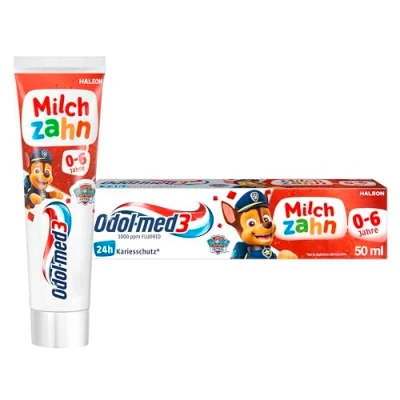 Abbildung von Odol med3 Zahnpasta Milchzahn, für gesunde Milchzähne bis 6 Jahre, 50ml, Zahncreme Kinder besteht zu 95% aus Inhaltsstoffen natürlichen Ursprungs.