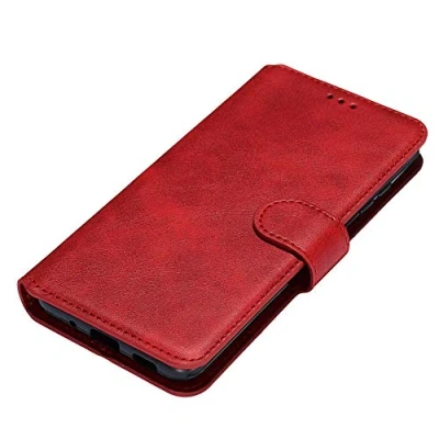 Abbildung von HAOYE Hülle für Motorola Moto E6i/Moto E6s 2020 Hülle, Handyhülle E6i Flip Case Brieftasche Schutzhülle, Premium Leder mit Ständer Funktion &amp; Kartenfach Magnetic Snap Cover, Rot