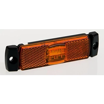 Abbildung von Side Marker Orange 4 LED Kabel abgedichtet 12/24 V 130 x 32 15 mm. Achsabstand 116