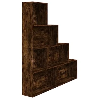 Abbildung von vidaXL Bücherregal Treppenregal Stufenregal Standregal Lagerregal Büroregal Regal Wandregal Aktenregal Raumteiler Räuchereiche 155x24x160cm