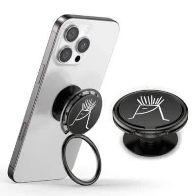 Abbildung von GlasFlength Popsocket Handy Ring Halterung, Pop Socket Fingerhalterung mit Ausziehbarer Sockel Knopf zum Festhalten 255 Handyring 360 Griff Popsockets Schwarz für Smartphones und Hüllen