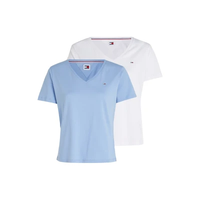 Abbildung von Tommy Jeans Rundhalsshirt &quot;TJW 2PACK SOFT JERSEY TEE&quot;, mit Logo Flag Stickerei
