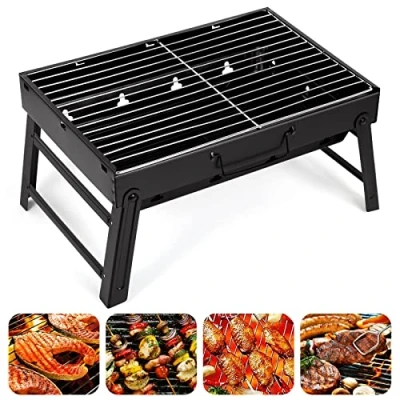 Abbildung von AGM Holzkohlegrill Picknickgrill Edelstahl Kleiner Grill Portable Campinggrill Abnehmbare BBQ Grills für Outdoor Garten Party usw. (52 x 29.5 22.2 cm)