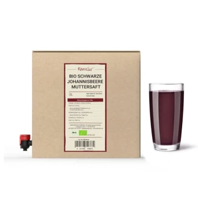 Abbildung von Kamelur 3 Liter BIO Schwarzer Johannisbeersaft 100% Direktsaft aus schwarzen Johannisbeeren, ohne Zusätze Schwarze Johannisbeere Muttersaft in praktischer Saftbox