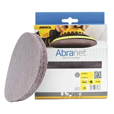 Abbildung von Mirka Abranet Netzschleifscheiben Ø 150mm Klett / Korn P180 10 Stk AE241F1018 Für alle Exzenterschleifer und Schleifmaschinen geeignet zum Schleifen von Holz, Spachtel, Lack, Kunststoff