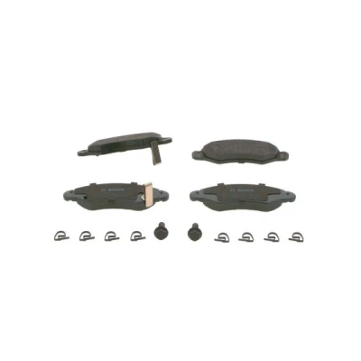 Abbildung von BOSCH 0 986 494 458 Bremsbelagsatz Low Metallic mit akustischer Verschleißwarnung Montageanleitung, Anti Quietsch Blech, Schrauben