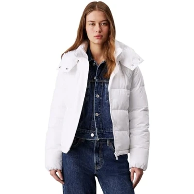 Abbildung von Calvin Klein Jeans Matte Monologo Puffer Short Winterjacke, Damen, Größe: XS, Bright white