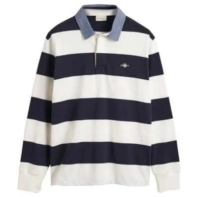 Abbildung von GANT Chambray Stripe Heavy Rugger Langarmshirt, Herren, Größe: Small, Eggshell